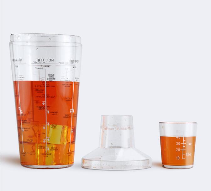 Plastic Boston Cocktail Shaker with Measurements – Transparent Bartender Mixer