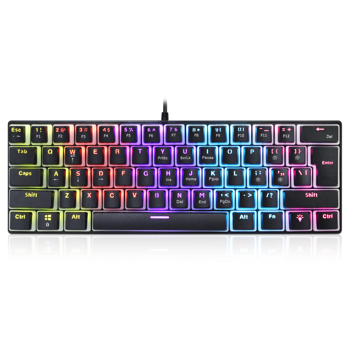 HXSJ L700 61-Key Wired Mechanical Keyboard with Pudding Keycaps