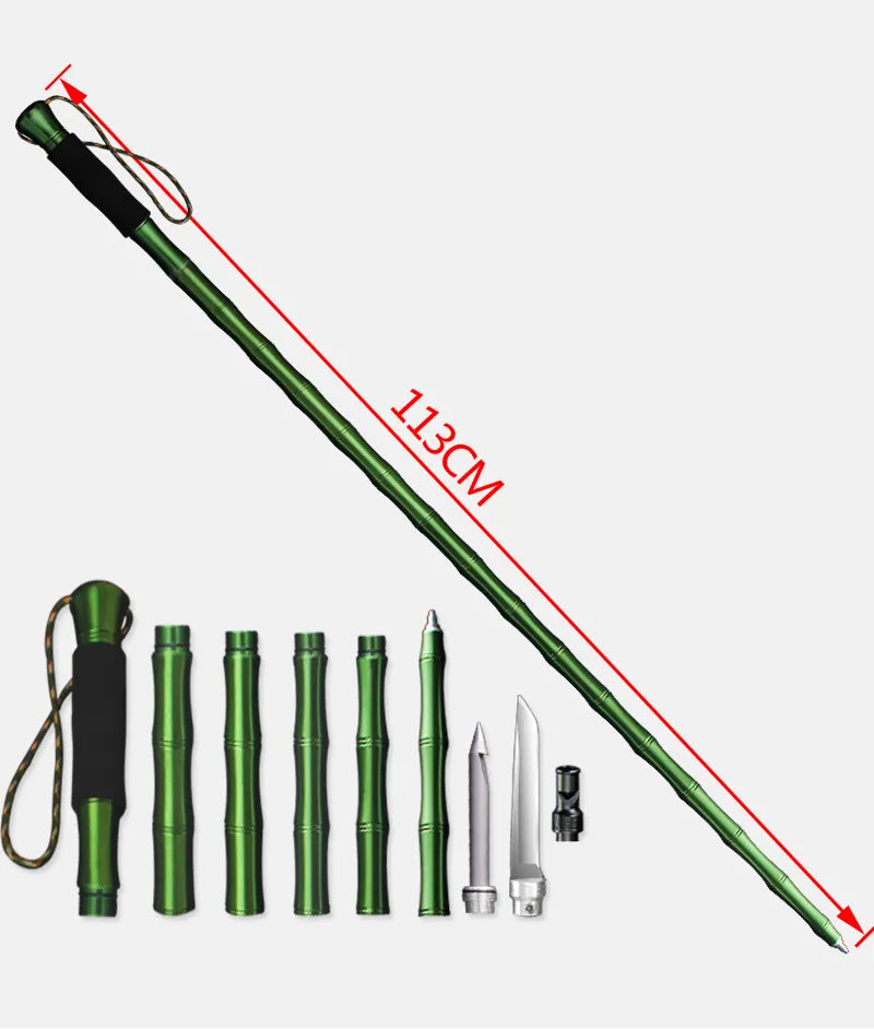 Folding Aluminum Outdoor Walking Stick with 440 Steel Knife