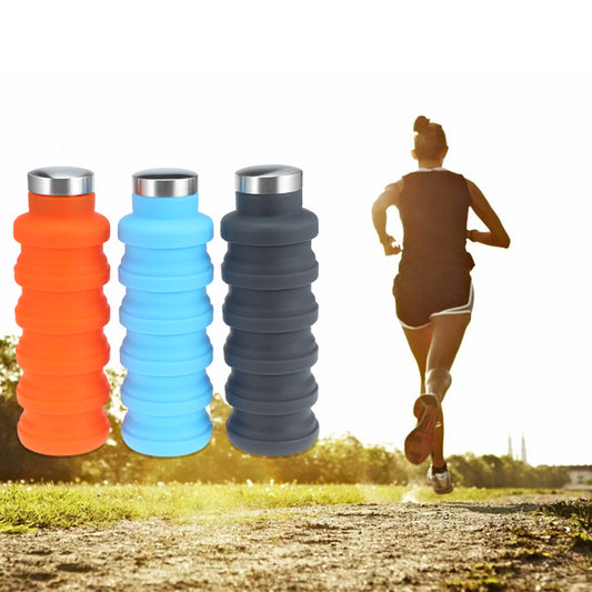 Portable Silicone Folding Water Bottle – Collapsible Travel Bottle, 225ml to 500ml