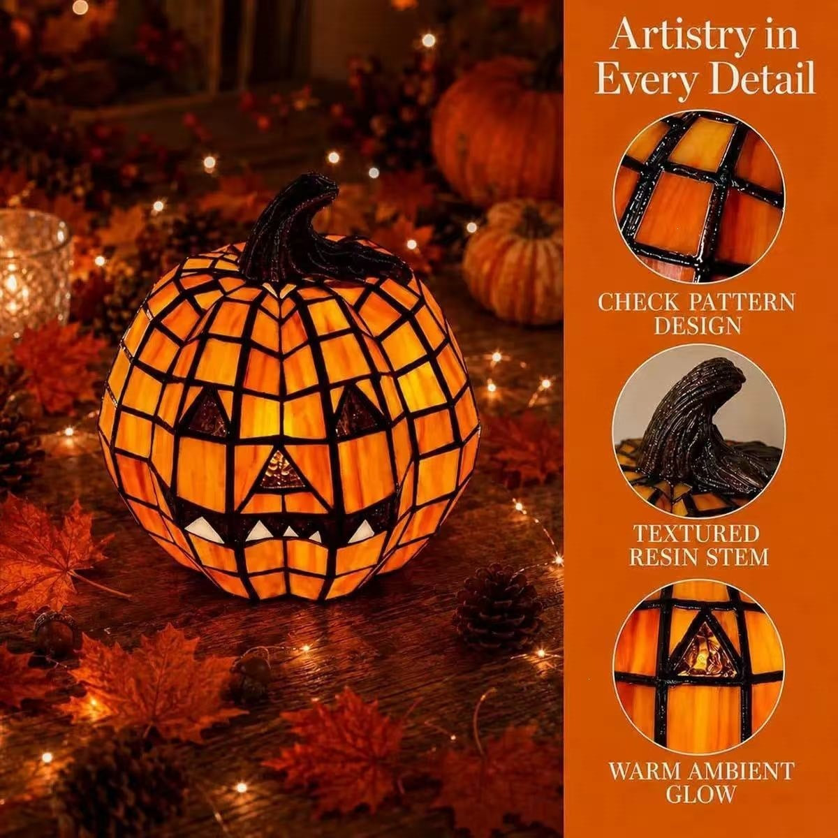 Halloween Resin Pumpkin Lantern Decoration