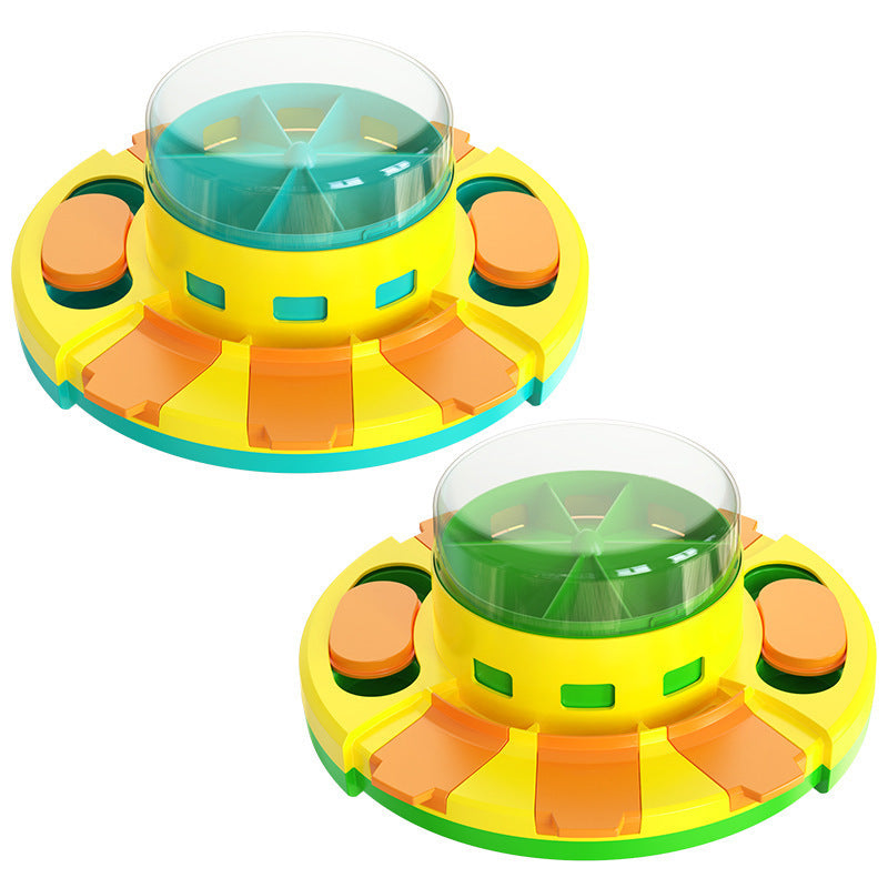 Dog Puzzle Slow Feeder Toy – Spinning Roulette & Sliding Tile Treat Dispenser | Mental Enrichment | Dogs & Cats | Lake Blue & Green