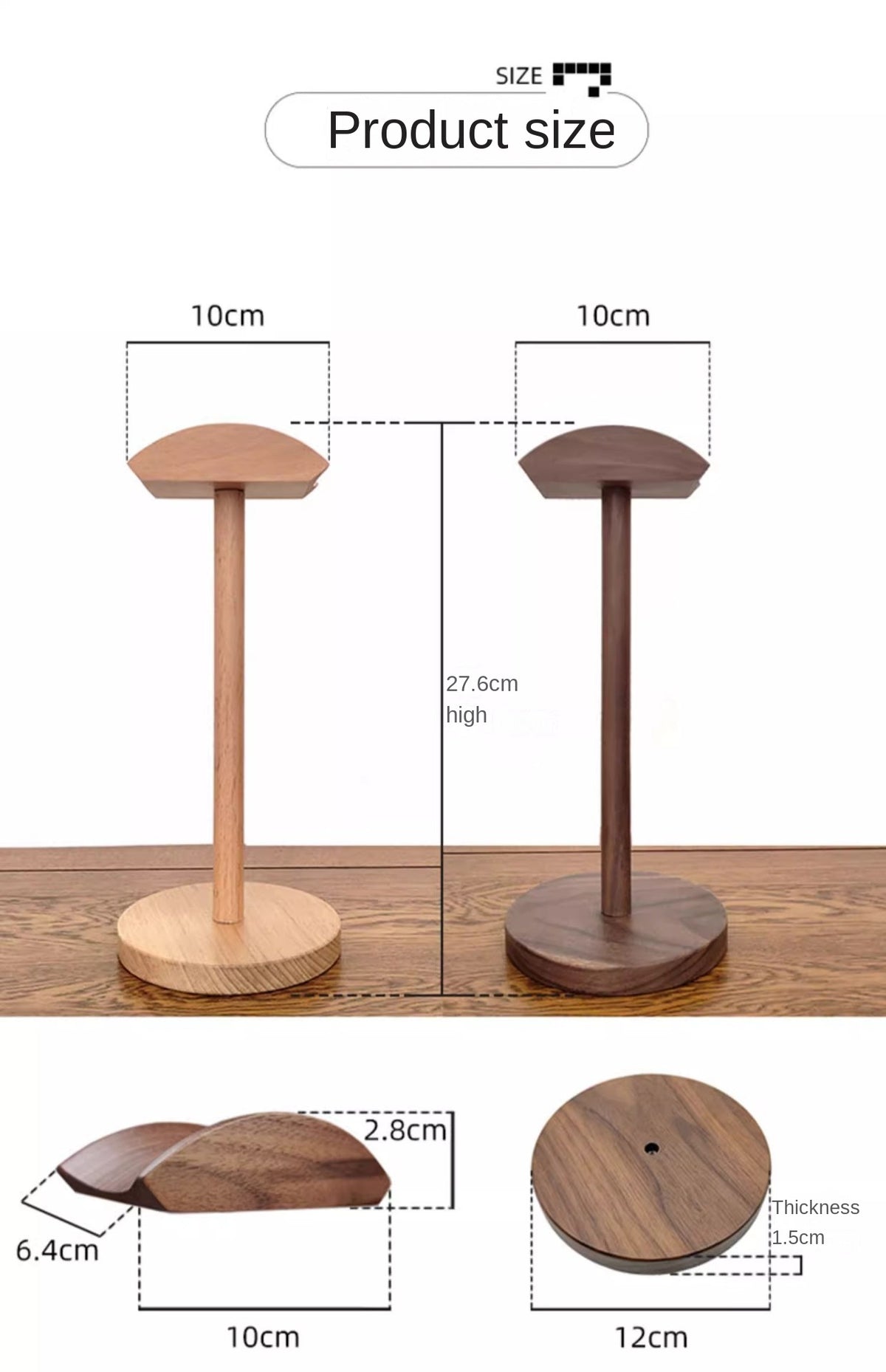 KOF Pattern Solid Wood Headphone Stand for Over-Ear Headphones