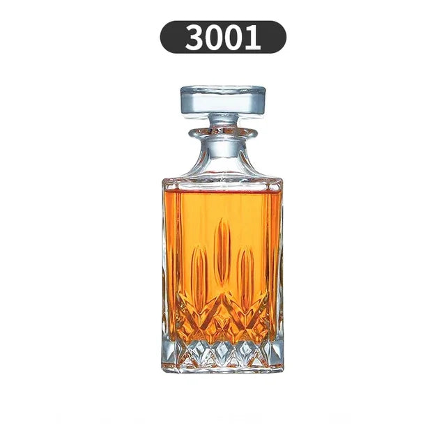 750ml Lead-Free Crystal Glass Whiskey Decanter – 6 Cut-Glass Designs | Airtight Stopper | Home Bar & Gift