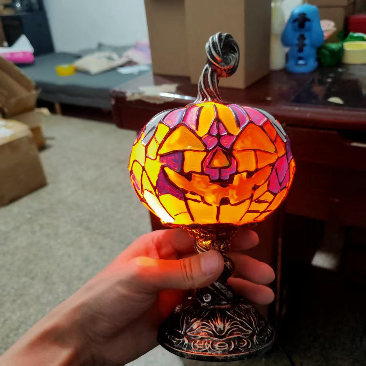 Halloween Glowing Pumpkin Resin Table Lamp
