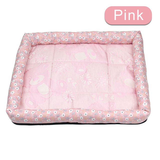 Summer Cooling Pet Bed Mat – Breathable Mesh Center, Padded Bolster Edges | Dogs & Cats | S–XXL | 7 Colors