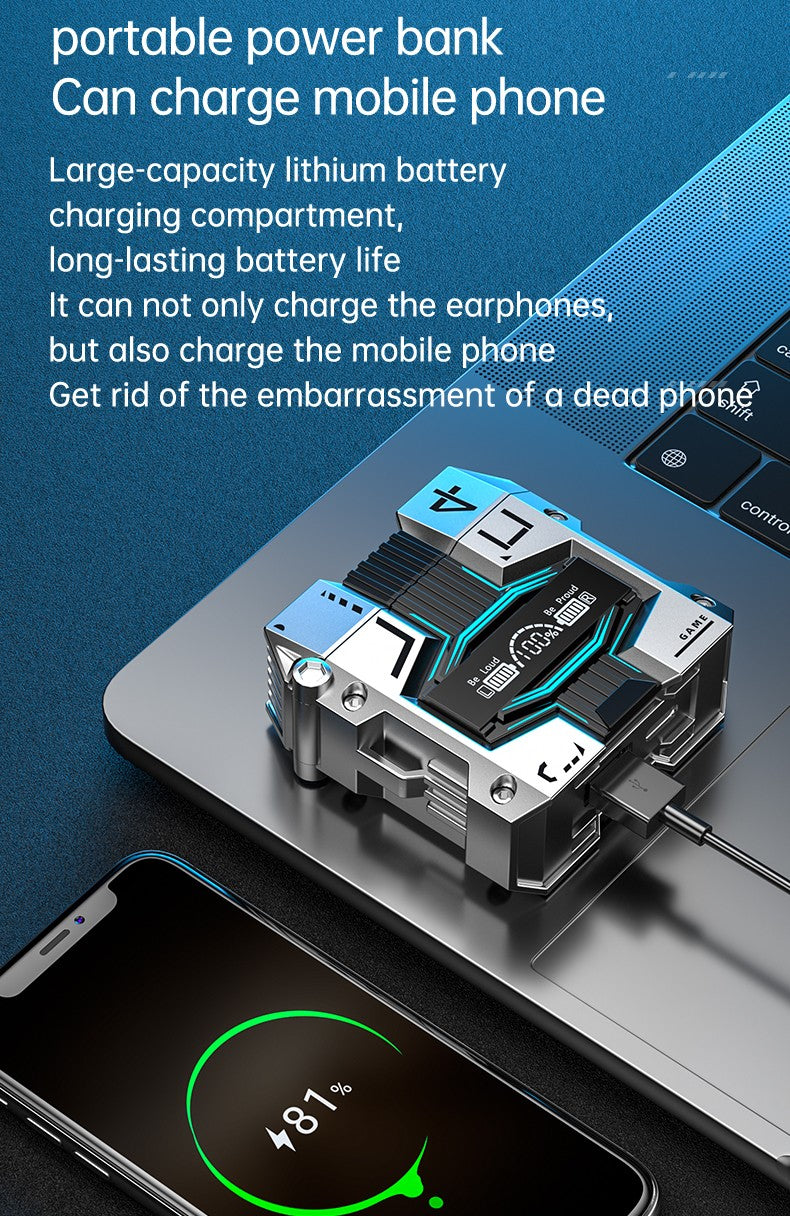 M45 Mecha Gaming TWS Earbuds with Low-Latency Mode and Charging Case