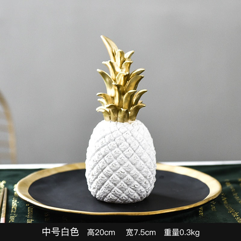 Resin Pineapple Figurine | Gold Crown Home Decor Sculpture | 3 Colors, 3 Sizes