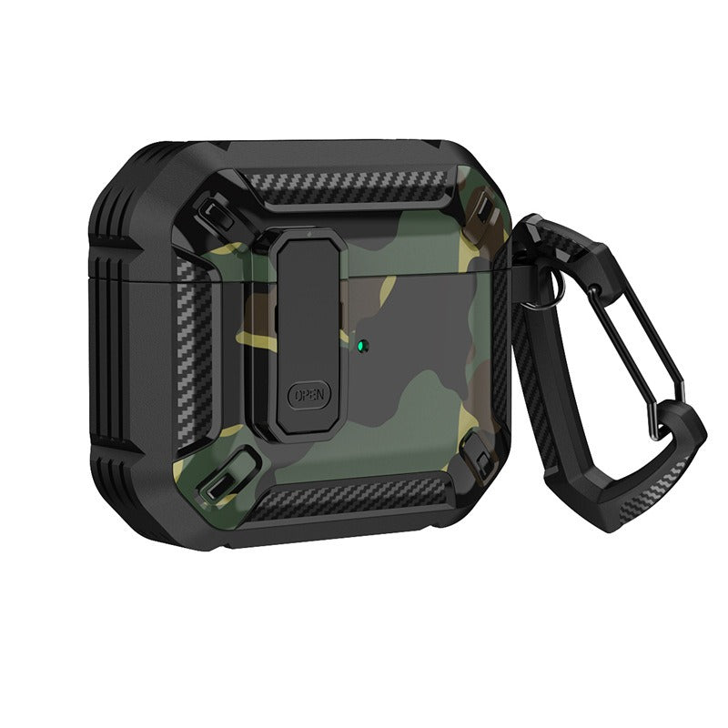 TPU Armored AirPods Case with Carabiner Clip