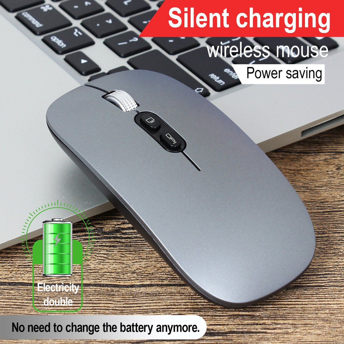 Rechargeable 2.4G Wireless Mouse with Silent Clicks