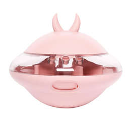 UFO Treat-Dispensing Dog Toy – Self-Righting Wobble Base, Leak Food Ball, Bunny-Ear Design | Mental Enrichment | Dogs | Pink, Blue & Green
