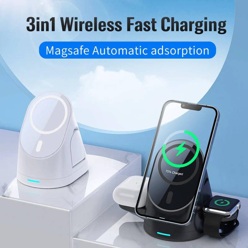 Vertical 3-in-1 Wireless Charging Stand for Phone, Watch and AirPods