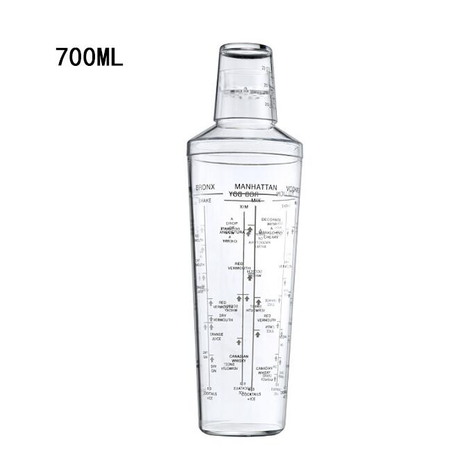 Plastic Boston Cocktail Shaker with Measurements – Transparent Bartender Mixer