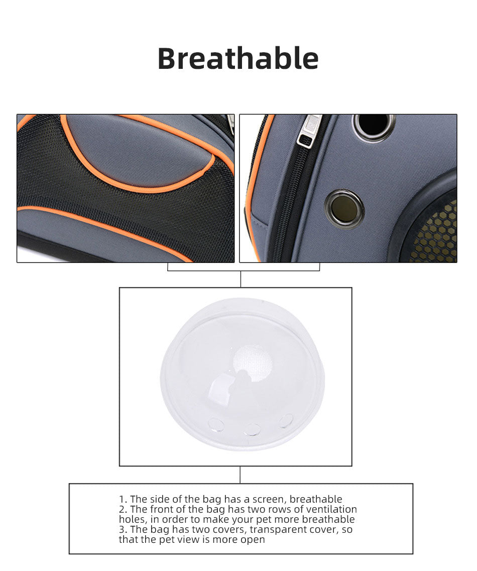 Space Capsule Pet Carrier Bag with Bubble Window – Breathable Oxford, 16L, Shoulder Strap | Cats & Small Dogs | 2 Sizes, 2 Colors