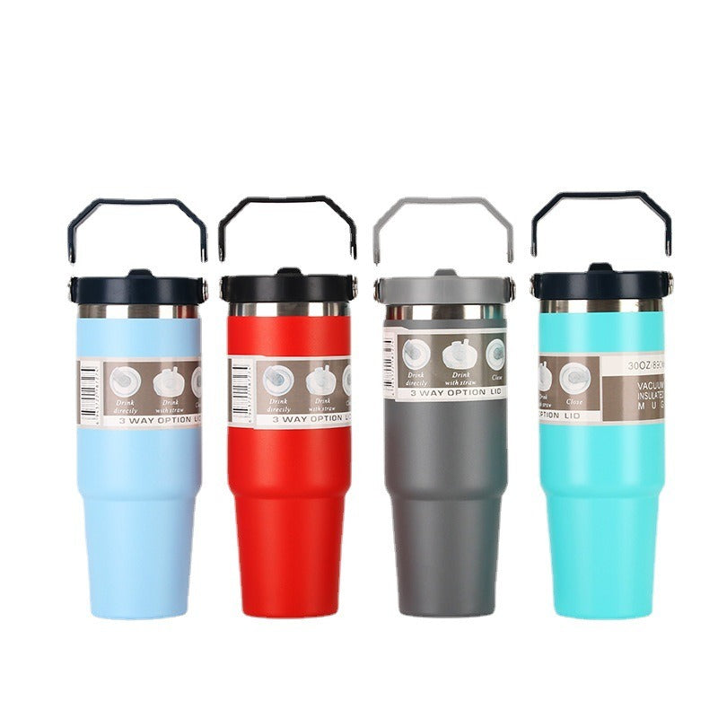 20oz/30oz Insulated Stainless Steel Car Cup with Handle & Lid – Vacuum Travel Tumbler