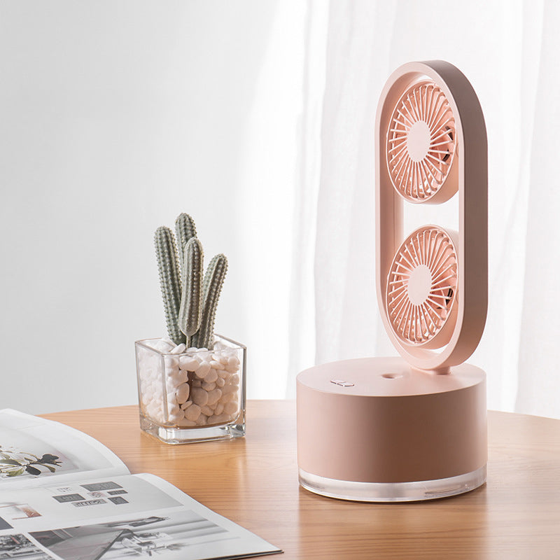 2-in-1 USB Desk Fan with Misting Humidifier – 3-Speed Spray Cooling Fan for Home & Office