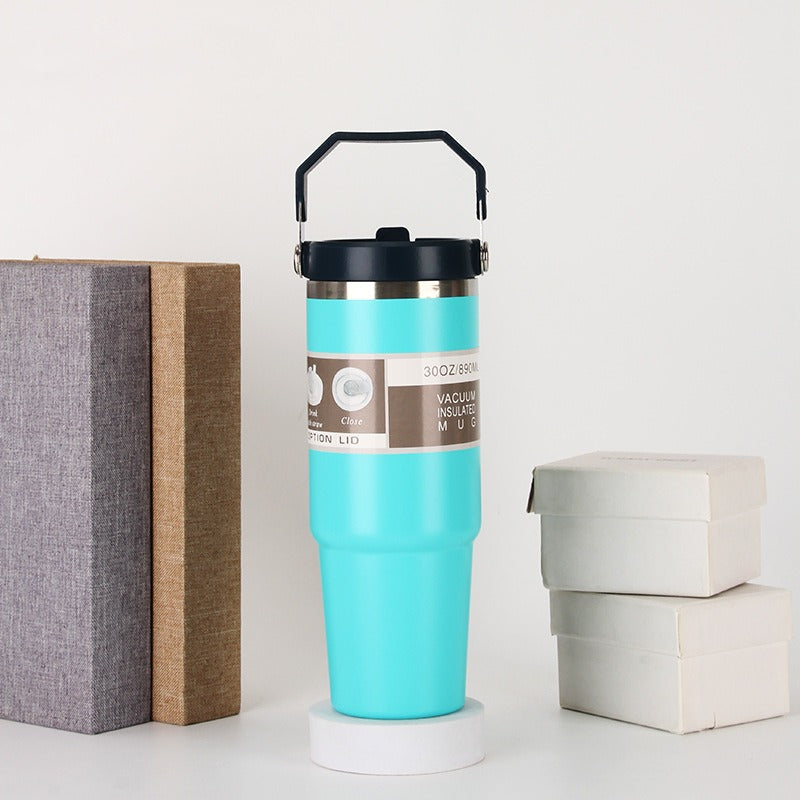 20oz/30oz Insulated Stainless Steel Car Cup with Handle & Lid – Vacuum Travel Tumbler
