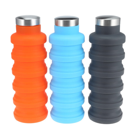 Portable Silicone Folding Water Bottle – Collapsible Travel Bottle, 225ml to 500ml