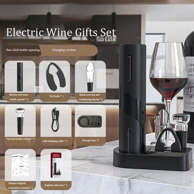 Electric Wine Bottle Opener Set – One-Touch Automatic Corkscrew | Rechargeable & Battery Versions | 2, 4 & 5-Piece Sets