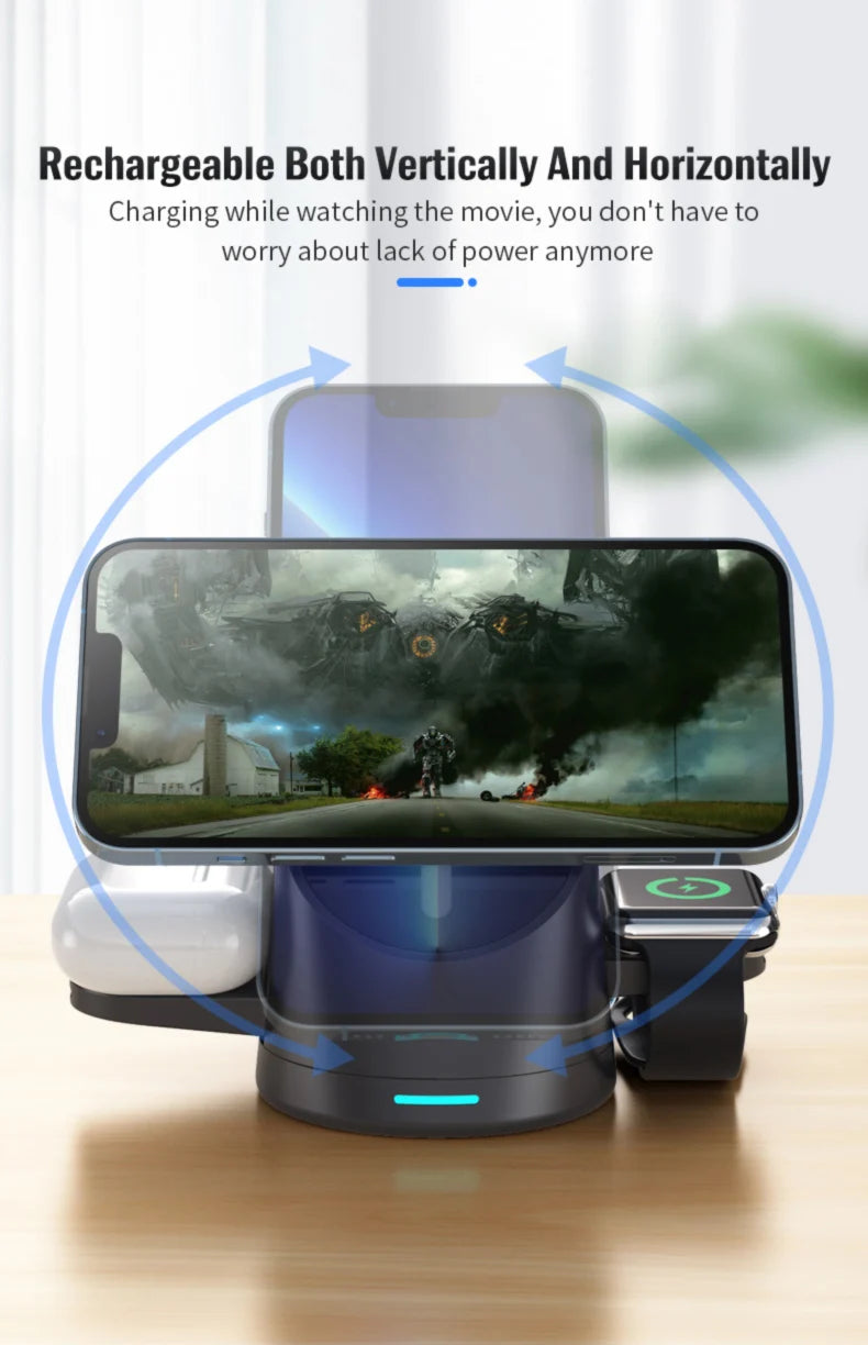 Vertical 3-in-1 Wireless Charging Stand for Phone, Watch and AirPods
