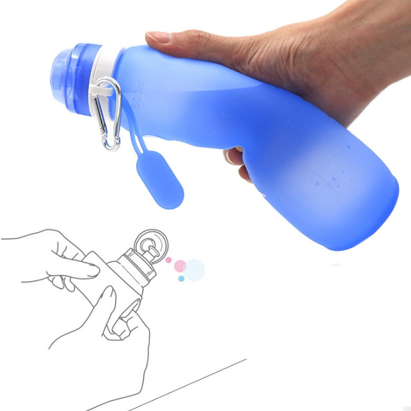 Collapsible Silicone Water Bottle with Lid, 400–600 ml