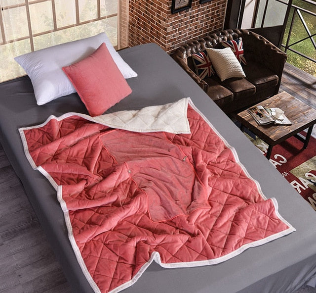 2-in-1 Plaid Flannel Cushion Blanket – Foldable Throw Pillow & Cozy Nap Blanket