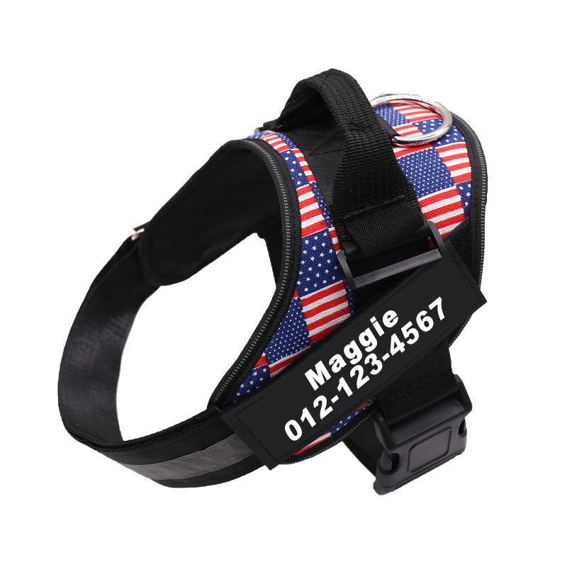 Personalized No-Pull Dog Harness – Oxford Cloth with Custom ID Patch, Reflective Strip & Top Handle | Baby to XXL | 13 Styles