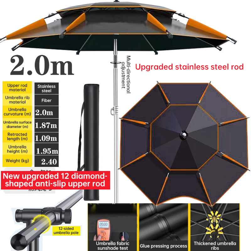 Extra-Large Fishing Umbrella with UV & Light-Rain Protection