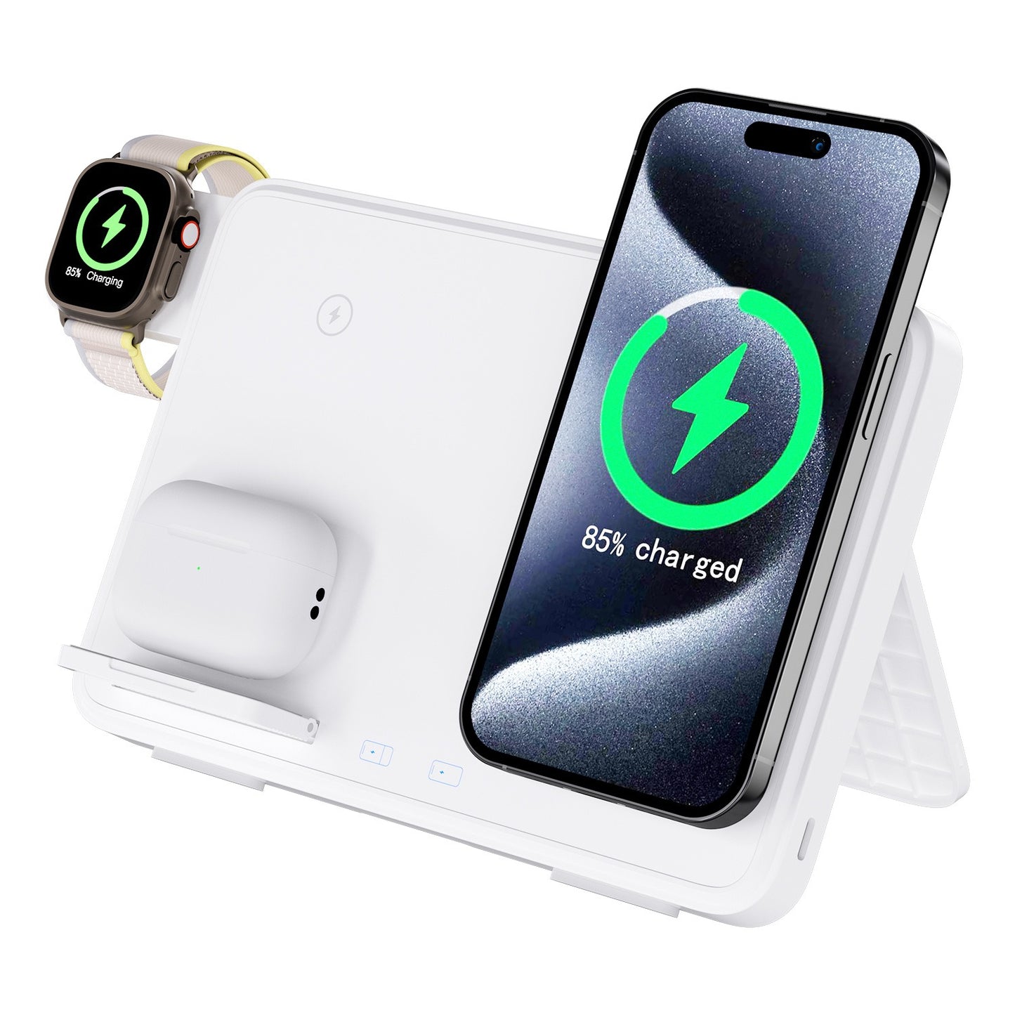 3-in-1 Wireless Charging Pad – 15W Fast Charger for iPhone, Apple Watch, AirPods & Samsung