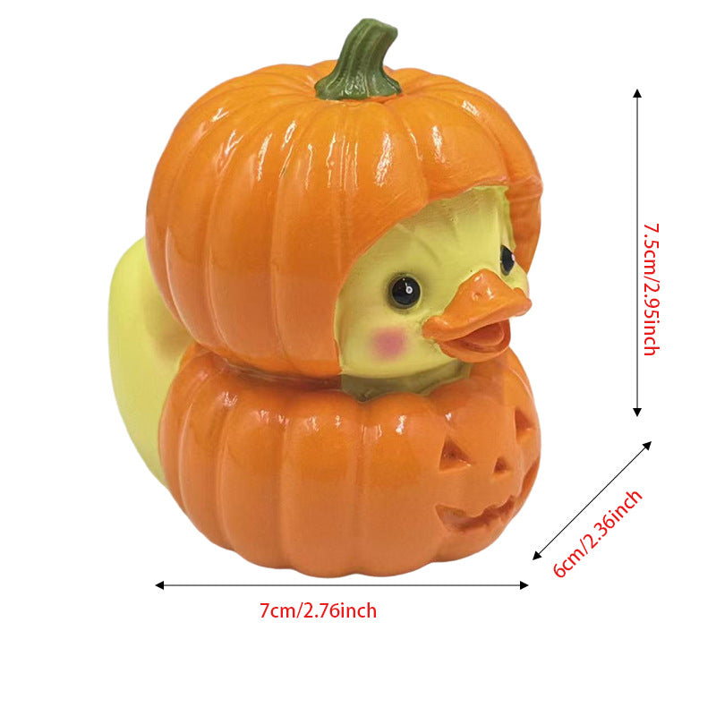 Halloween Pumpkin Duck Resin Desk Ornament