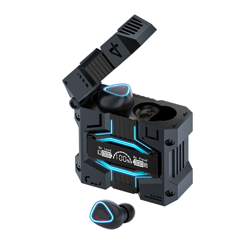 M45 Mecha Gaming TWS Earbuds with Low-Latency Mode and Charging Case