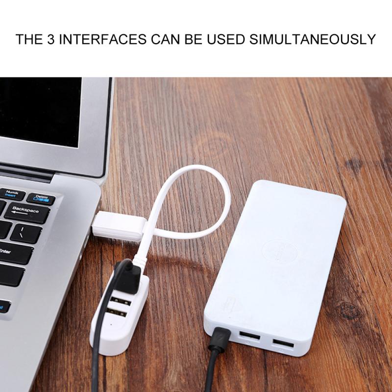 3-Port USB 2.0 Hub with 3A Charging and 30 cm Cable