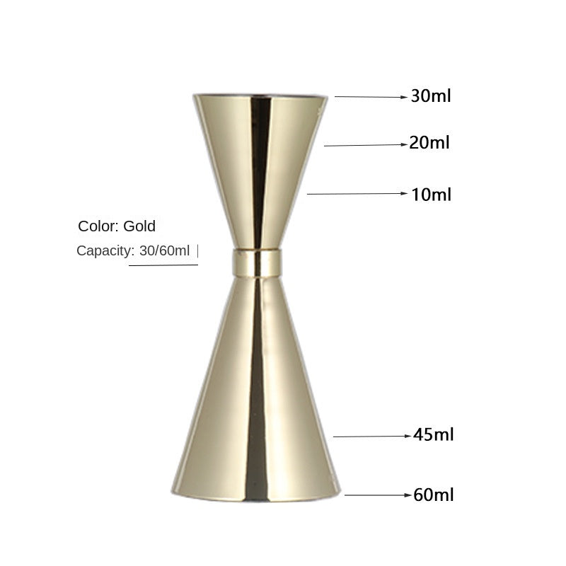 Stainless Steel Dual-Head Cocktail Jigger – Gold Ring Hourglass Measuring Cup