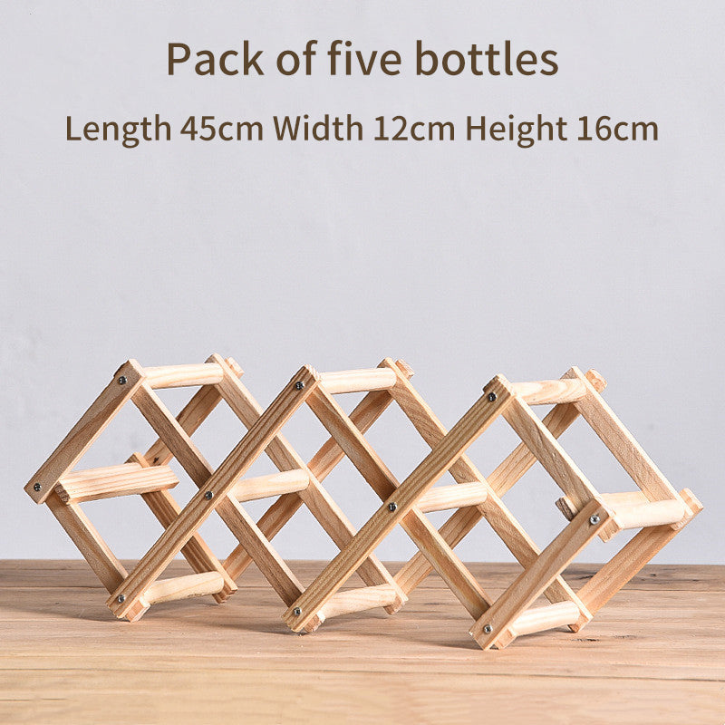 Foldable Solid Wood Wine Rack – Diamond Lattice Countertop Bottle Holder | Natural & Carbonized | 3, 5, 6 & 10 Bottle