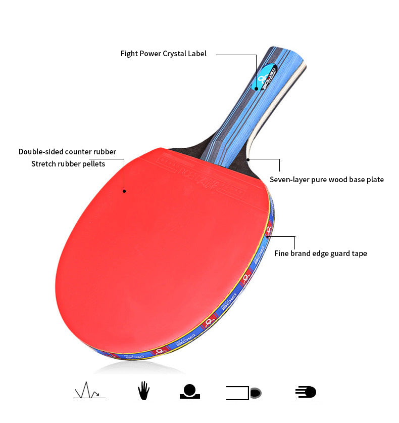 A10 Double-Sided Table Tennis Racket Set with 7-Layer Blade