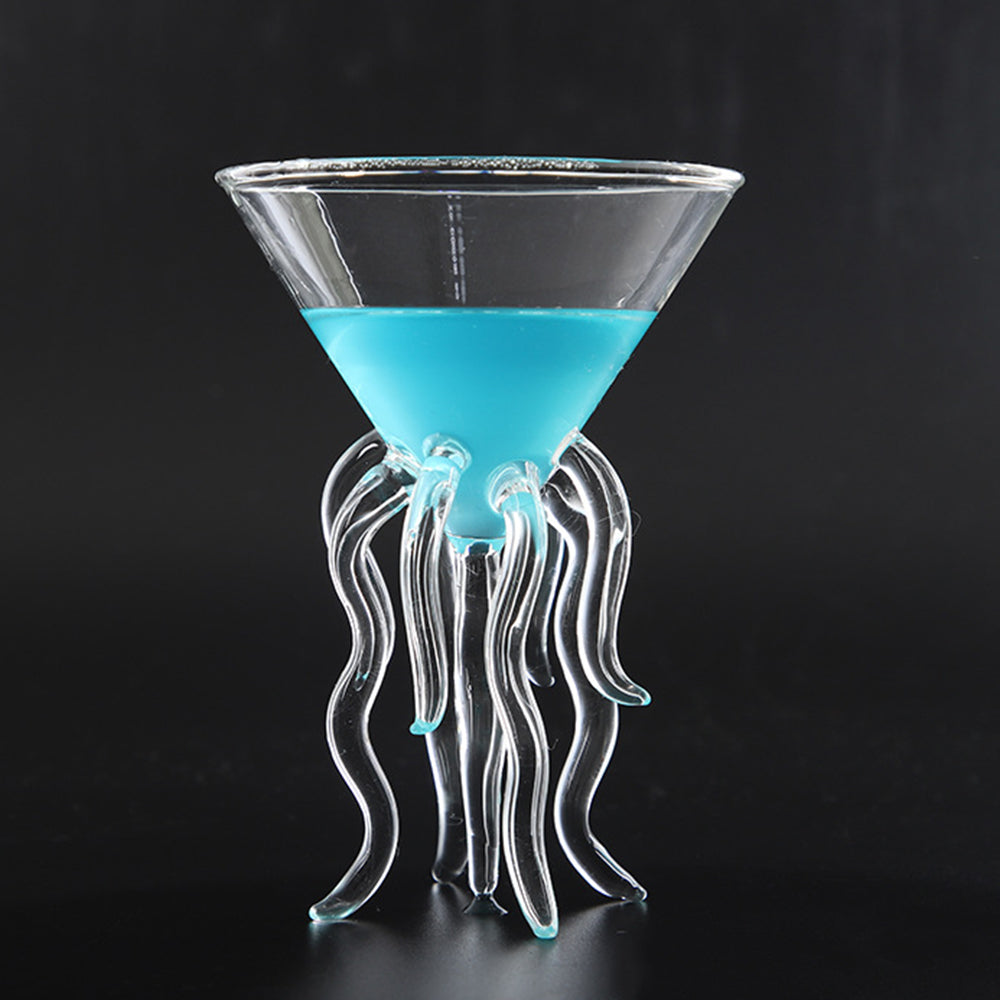 Jellyfish Tentacle Cocktail Glass – Novelty Clear Glass Martini & Champagne Goblet | Unique Bar Gift & Conversation Piece