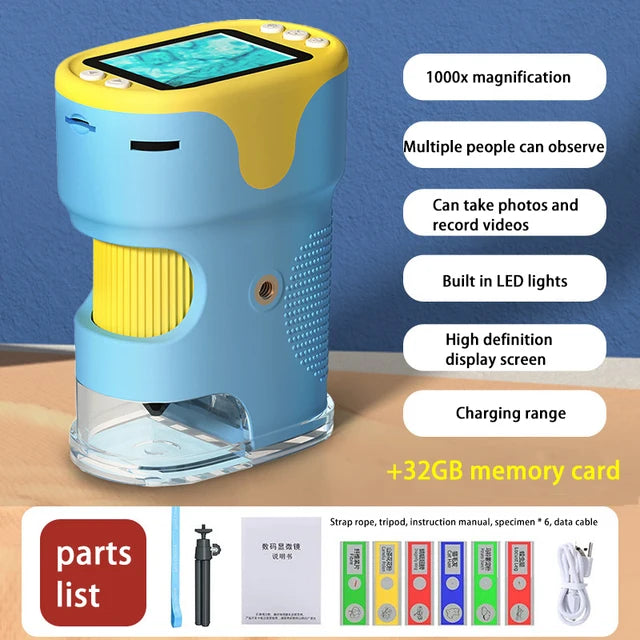 Pocket Handheld LED Microscope with Display and Memory Card