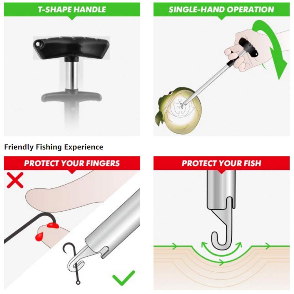 T-Type Fishing Hook Remover with Aluminum Shaft