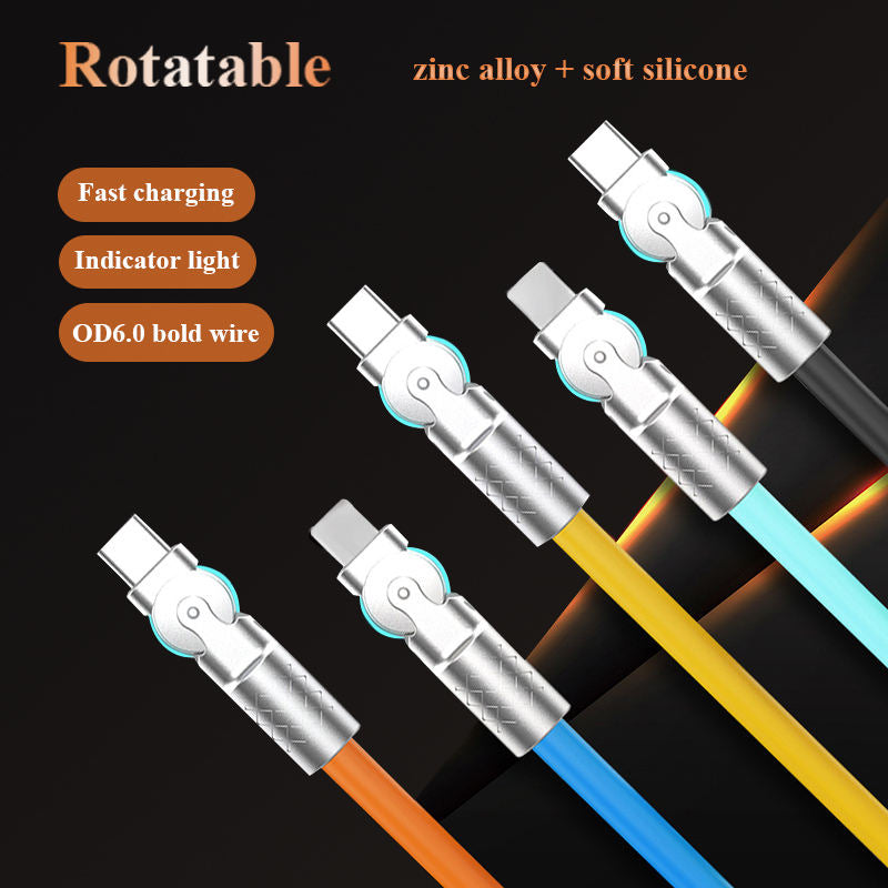 1m Rotatable Fast-Charging Cable with Type-C and iPhone Options