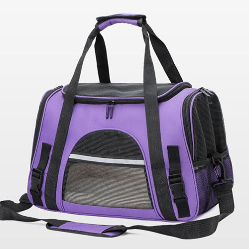 Soft-Sided Oxford Pet Carrier Bag with Wool Cushion – Mesh Ventilation, Top Handle & Shoulder Strap | Cats & Dogs up to 10kg | 6 Colors