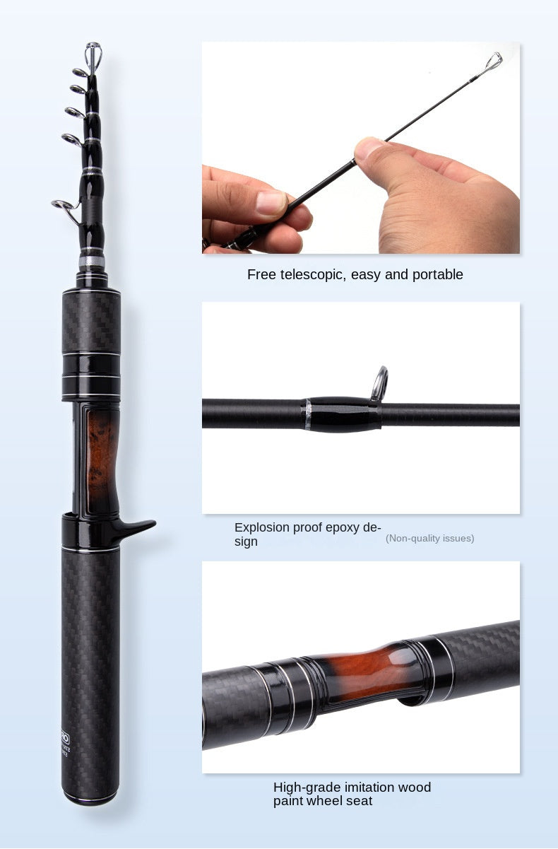 Telescopic Carbon-Fiber Lure Rod, 1.5–1.8 m