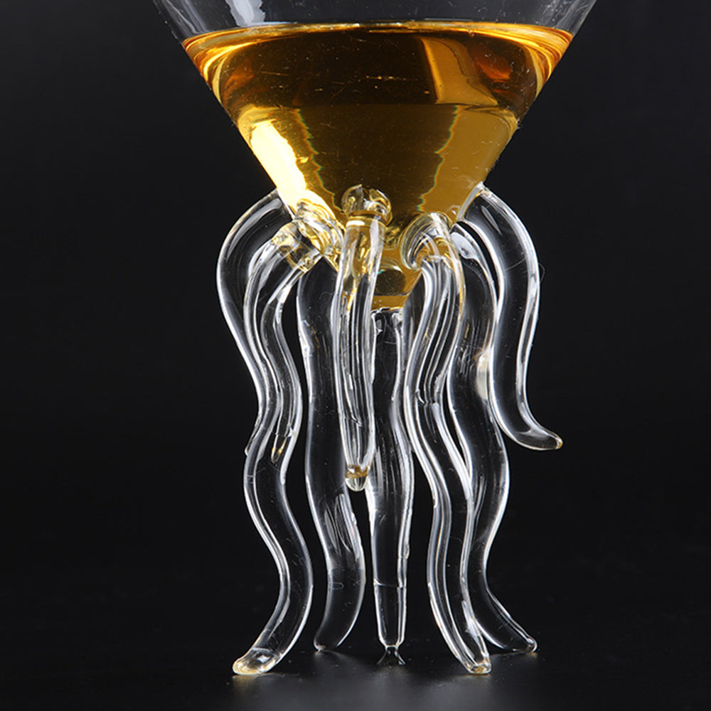 Jellyfish Tentacle Cocktail Glass – Novelty Clear Glass Martini & Champagne Goblet | Unique Bar Gift & Conversation Piece