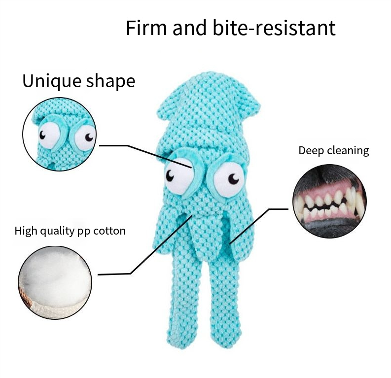 Big-Eyed Squid Plush Squeaky Dog Toy – Large Waffle-Knit Plush, Googly Eyes, Built-In Squeaker | Chew, Cuddle & Squeak | Dogs