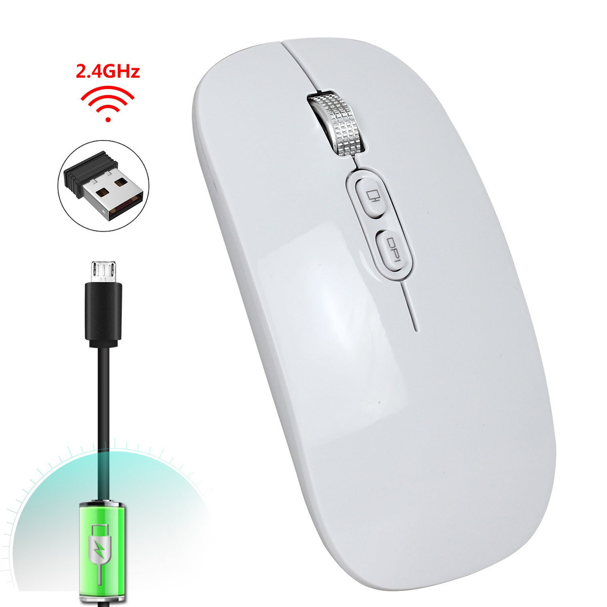 Rechargeable 2.4G Wireless Mouse with Silent Clicks