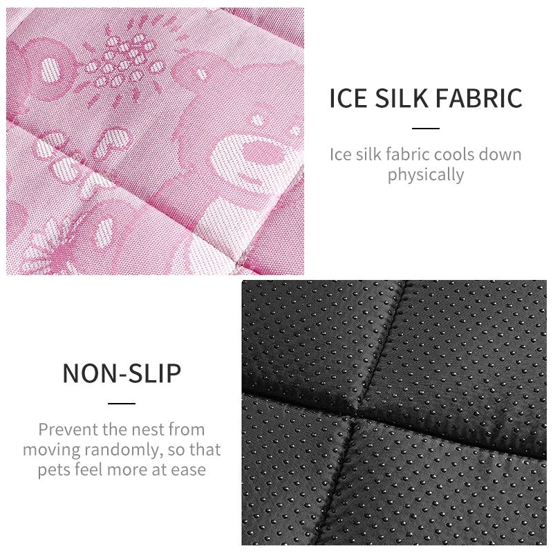 Summer Cooling Pet Bed Mat – Breathable Mesh Center, Padded Bolster Edges | Dogs & Cats | S–XXL | 7 Colors