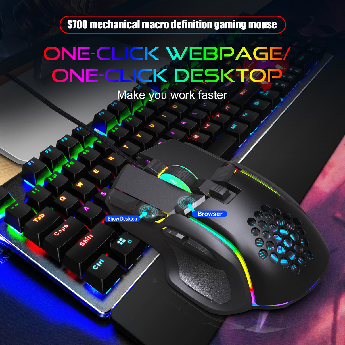 S700 10-Key Programmable RGB Gaming Mouse