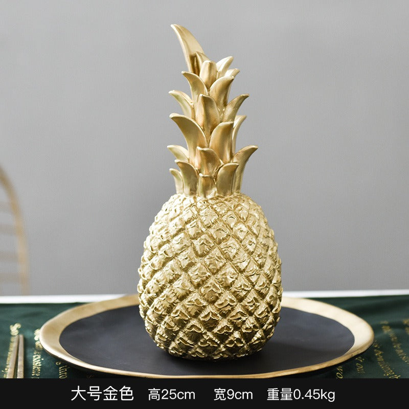 Resin Pineapple Figurine | Gold Crown Home Decor Sculpture | 3 Colors, 3 Sizes