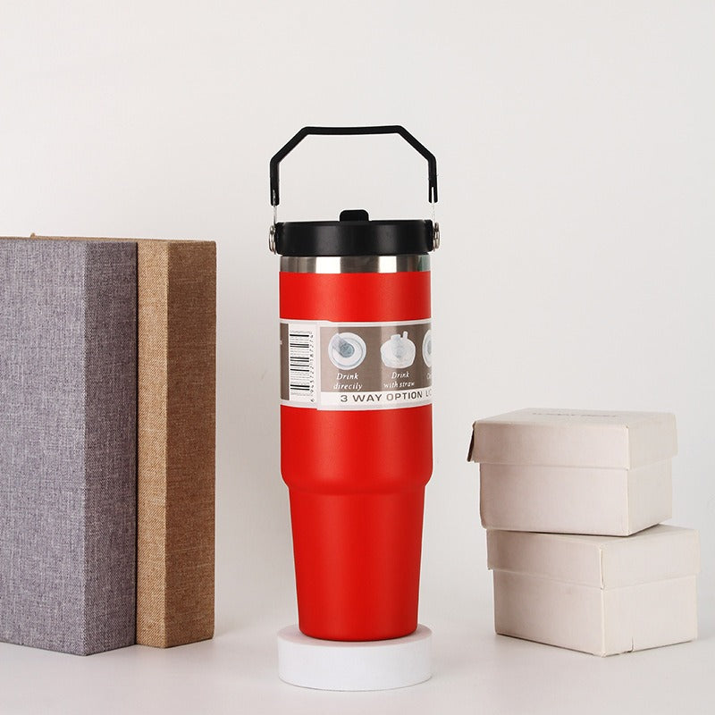 20oz/30oz Insulated Stainless Steel Car Cup with Handle & Lid – Vacuum Travel Tumbler
