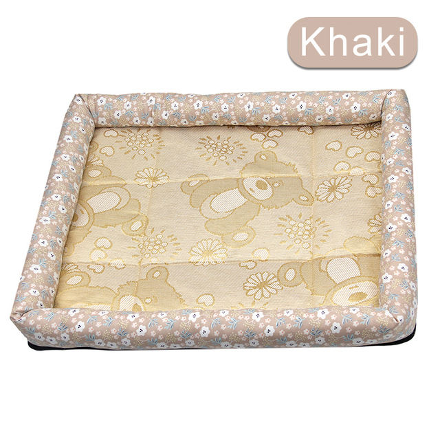 Summer Cooling Pet Bed Mat – Breathable Mesh Center, Padded Bolster Edges | Dogs & Cats | S–XXL | 7 Colors