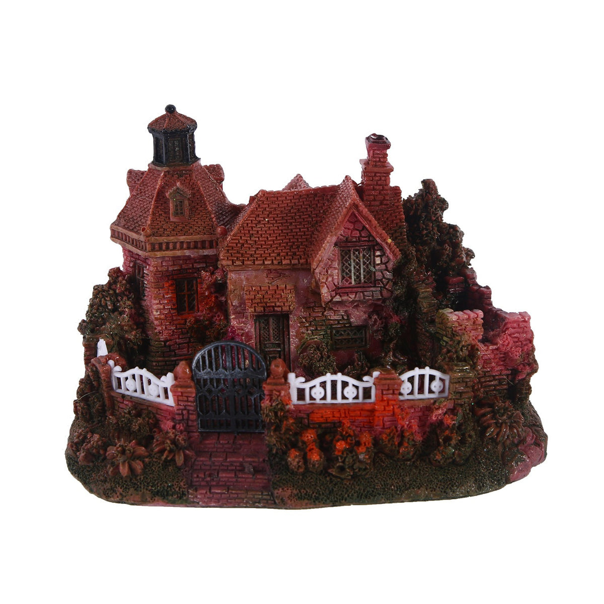 Red Resin House Aquarium Cave Decoration